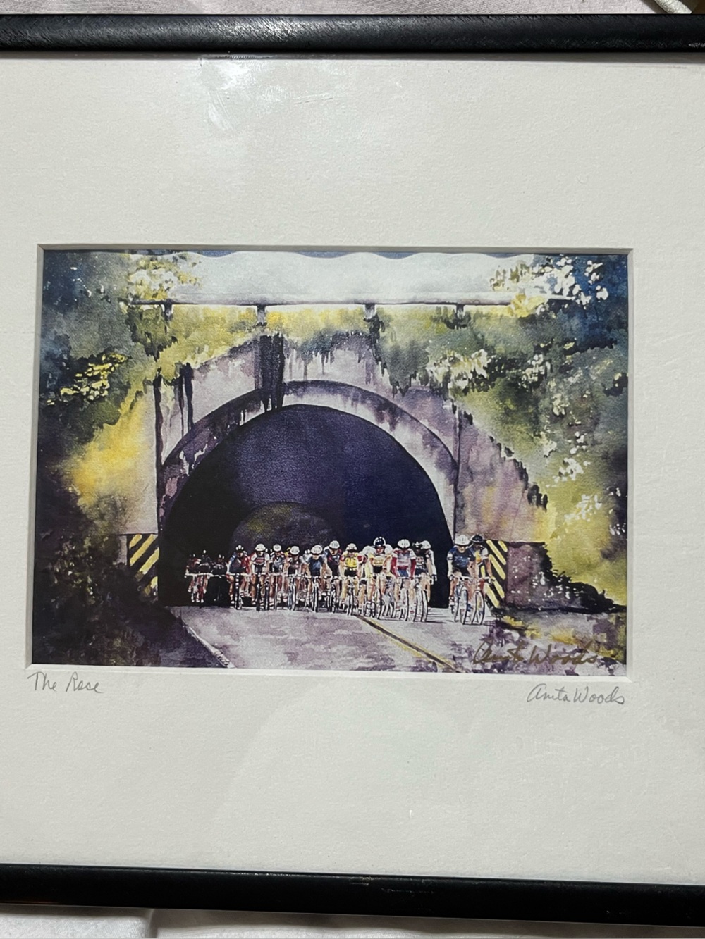 Signed Art Print “The Race” with Black Frame and Multicolor Illustration